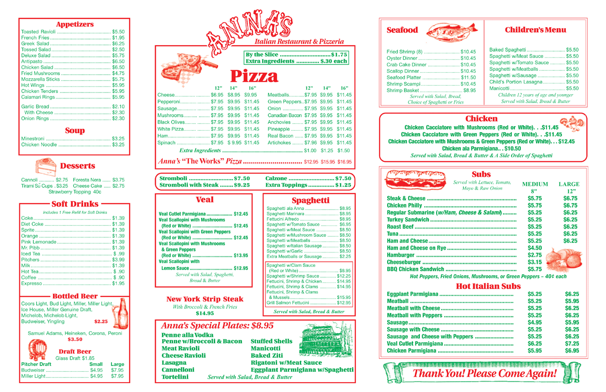 italian menu layout www